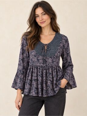 Akemi + Kin from Anthropology Paisley Peplum Top — Size M, EUC